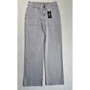 Flamingals Women's Cargo Denim Gray Jeans Sz Medium Wide Leg Med-Rise‎